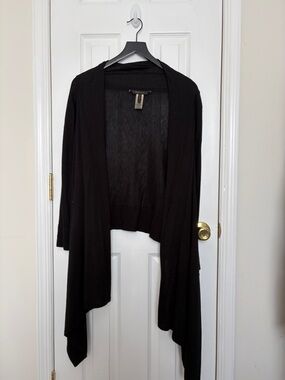 BCBGMaxAzria Black Draped Open-Front Cardigan
